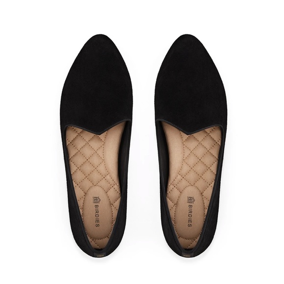 Birdies Shoes - Birdies Heron Black Suede Smocking Loafer Slipper